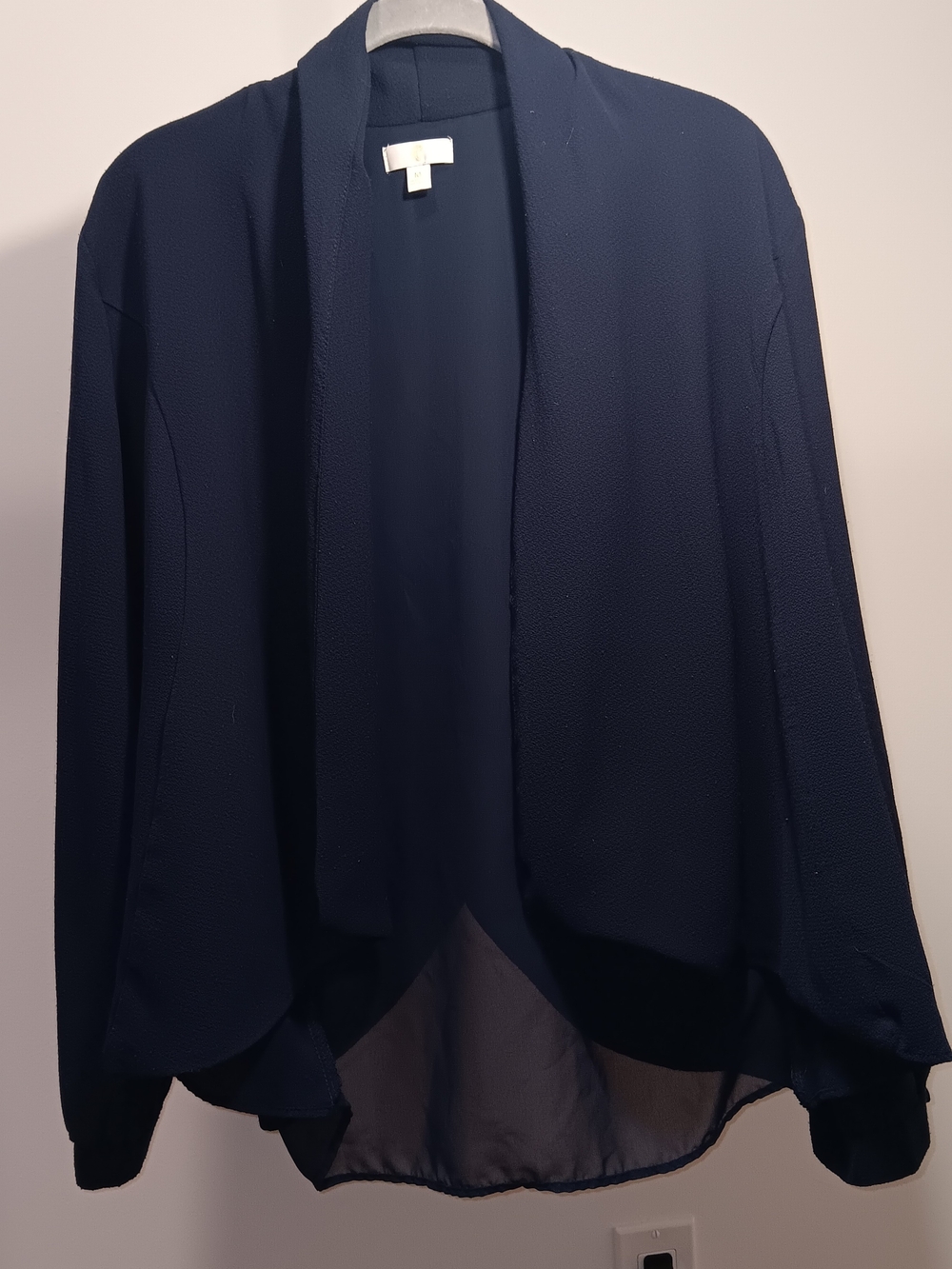 Charming Charlie Navy Open-Front Draped Blazer